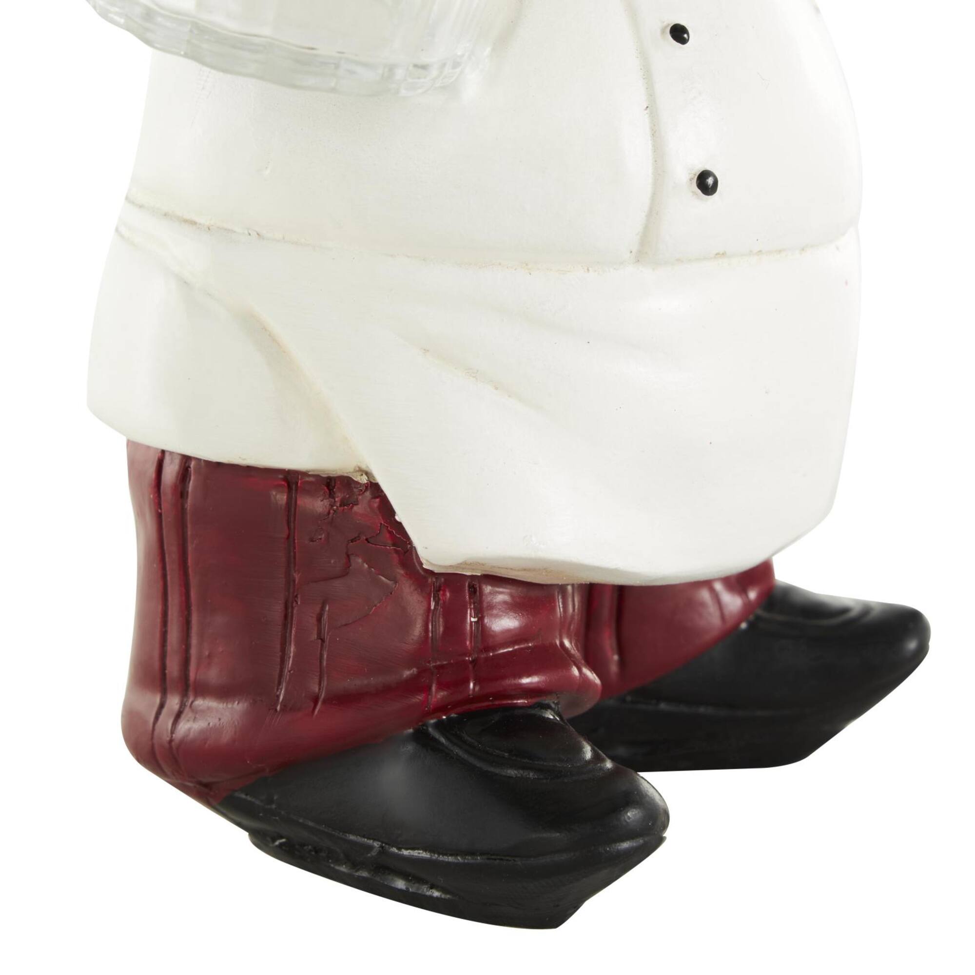 8" White Polystone Chef Figurine Salt & Pepper Shaker Holder with Red Accents